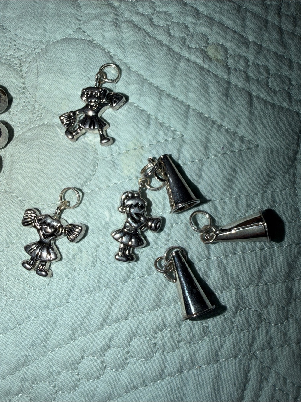 Silver Girls Charm Pack and beads for bracelet - Cute Girl and Megaphone Charms